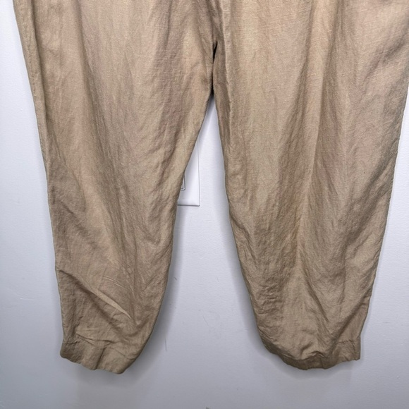 Laura Tan Linen Lightweight Tan Pants Split Hem Size 14 - Picture 4 of 11